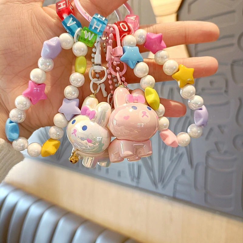 Kawaii Little Rabbit Beaded Phone Chain Cartoon Camera Chain Universal Mobile Phone Anti Loss Lanyard Backpack Decoration Gifts image 2