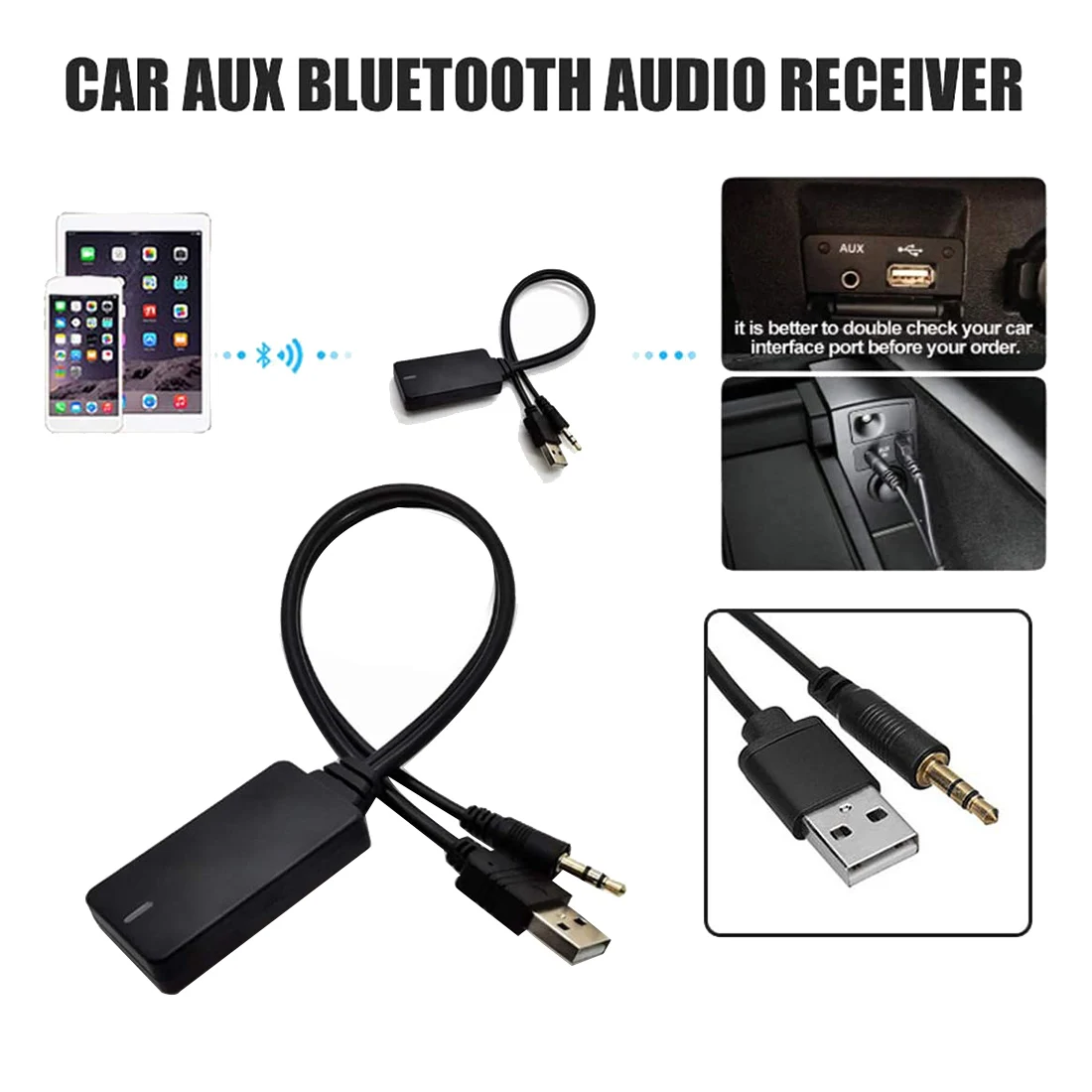 Wireless Bluetooth Adapter Audio Input Music Interface Cable In-Car AUX USB Cord for B-M-W E90 E91 E92 E93