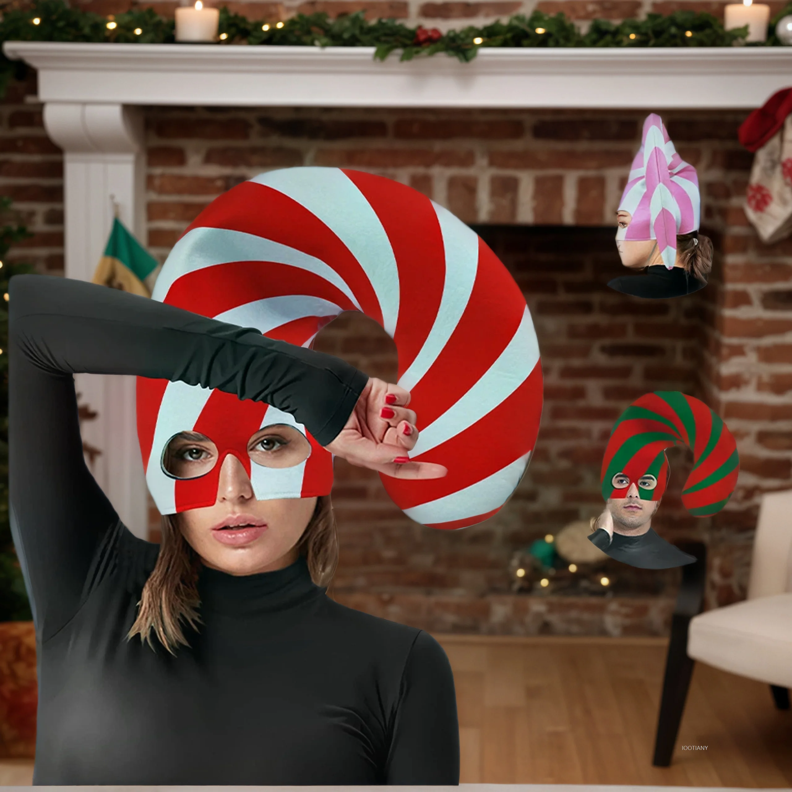 

Красочные ролевые игры, головной убор из конфетной трости для взрослых, аксессуары в красную полоску, Рождественский костюм, праздничная шляпа, реквизит, шляпа для рождественской вечеринки