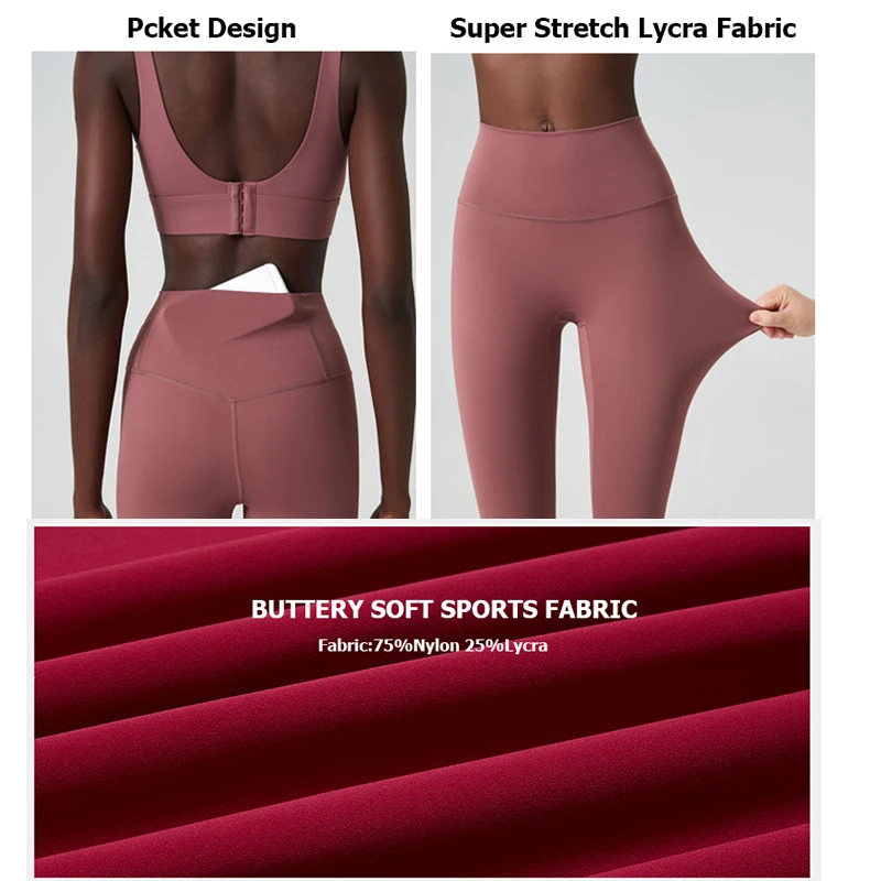 Buttery Soft Yoga Pants Women Solid Color Soft Fabric High Waist Sports Leggings Slim Fit Workout Running Tights Gym Clothes