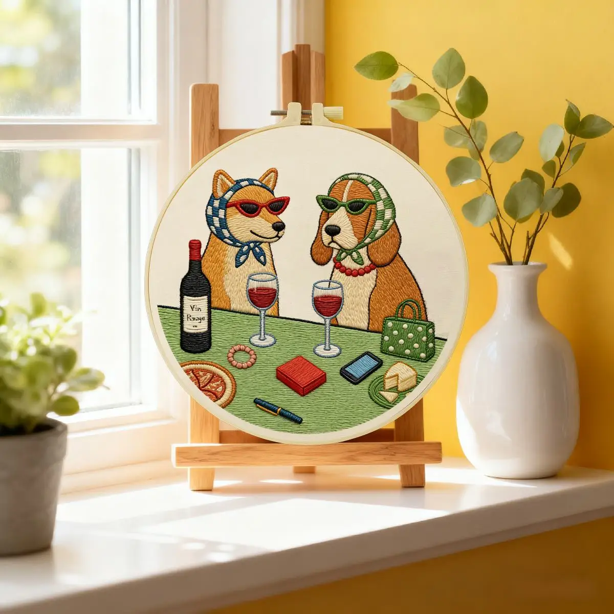 1 Stück 20X20CM/15X15CM 7,87/6,3 Zoll Tier - Hunde Stickerei Starter-Kit DIY-Kit DIY-Stickerei-Set Handarbeiten Malerei – Detail 1