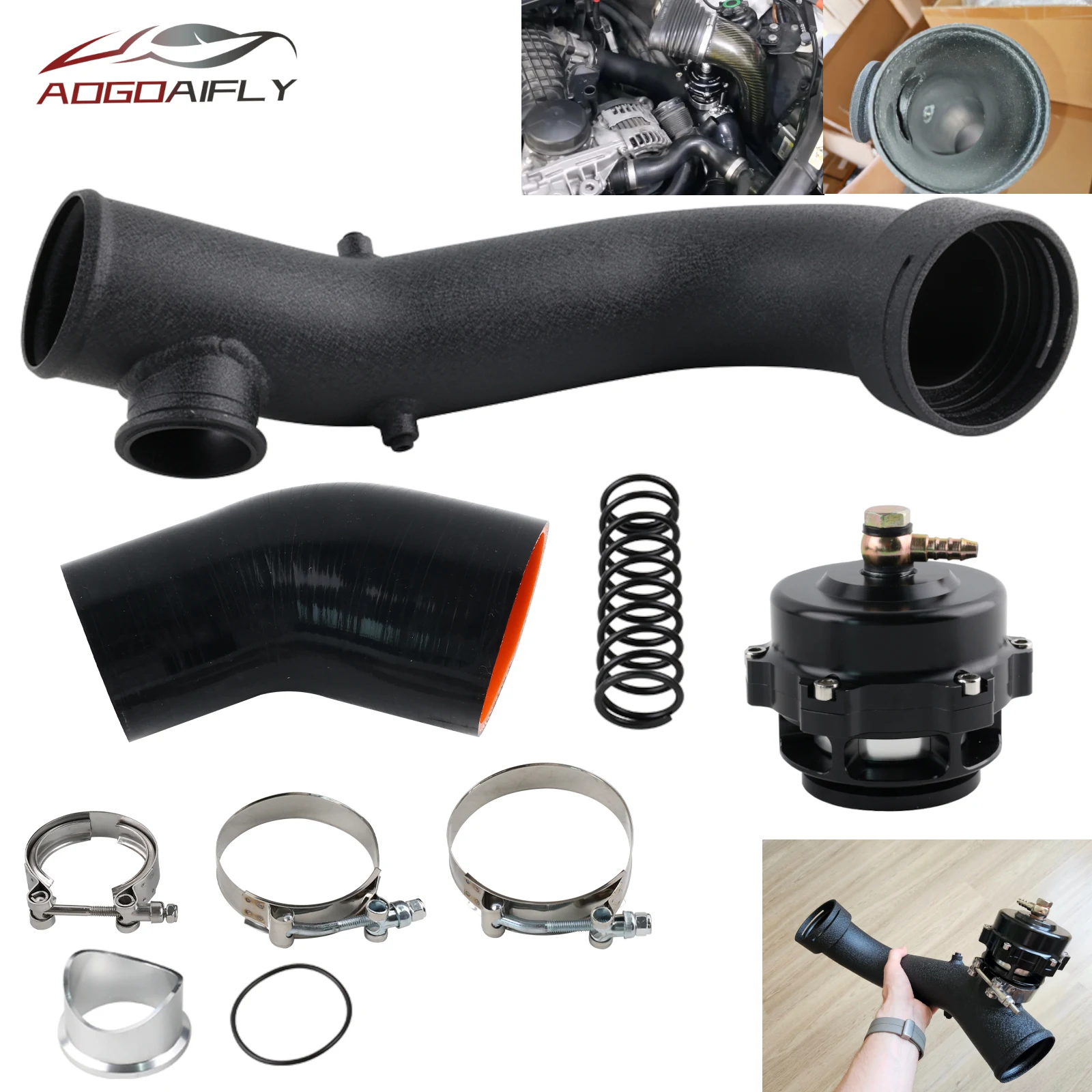 N54 DIY Turbo Charge Pipe & BOV For BMW E82 Coupe E88 Convertible E90 Sedan E92 135i 335i 335 3.0L Turbocharged Inline 6 Engine