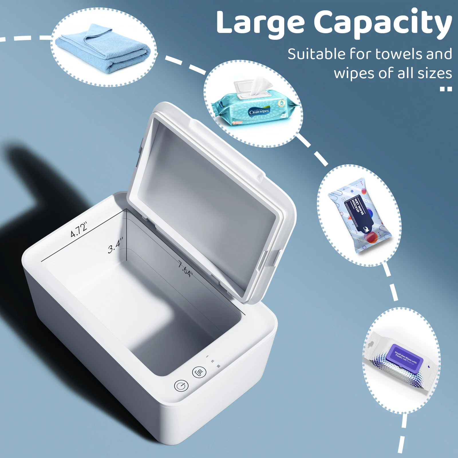 

Wipes Warmer Baby Wipe Warmer Energe-saving Silent Wipes Warmer Wipes Heater Fast Heating with Touch Button Wide Compatibility