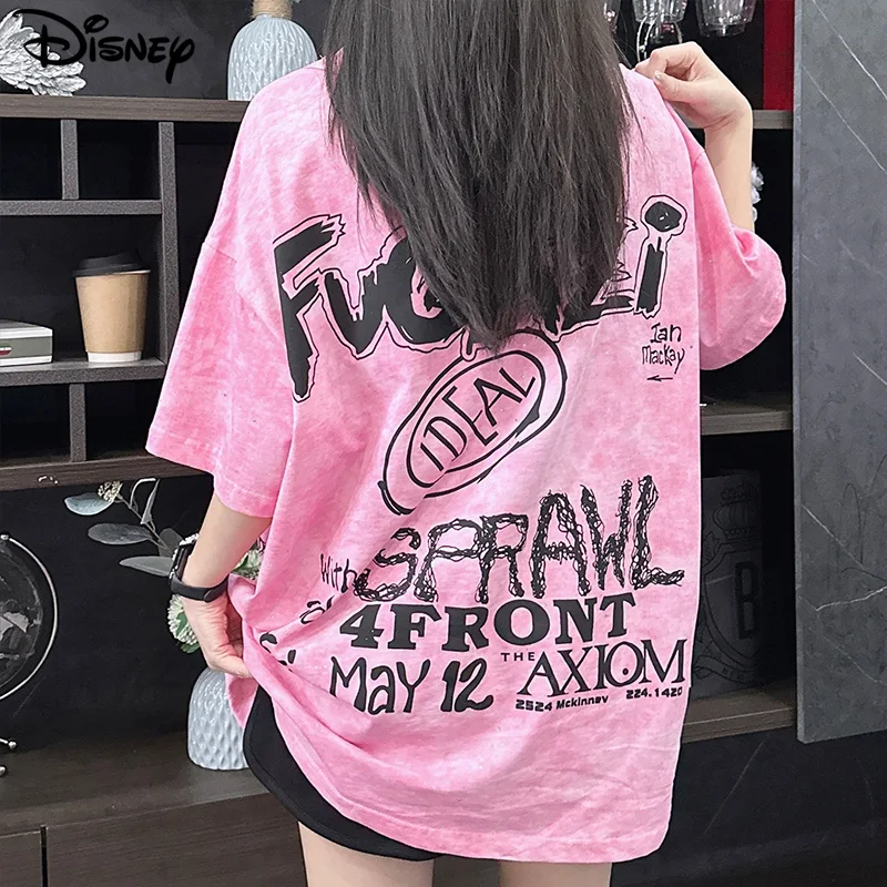 Disney 2024 Brand Clothing New Arrival Top Fashion Pullovers Casual Cotton Cartoon Mickey Mouse Beading Print Tshirt Dresses