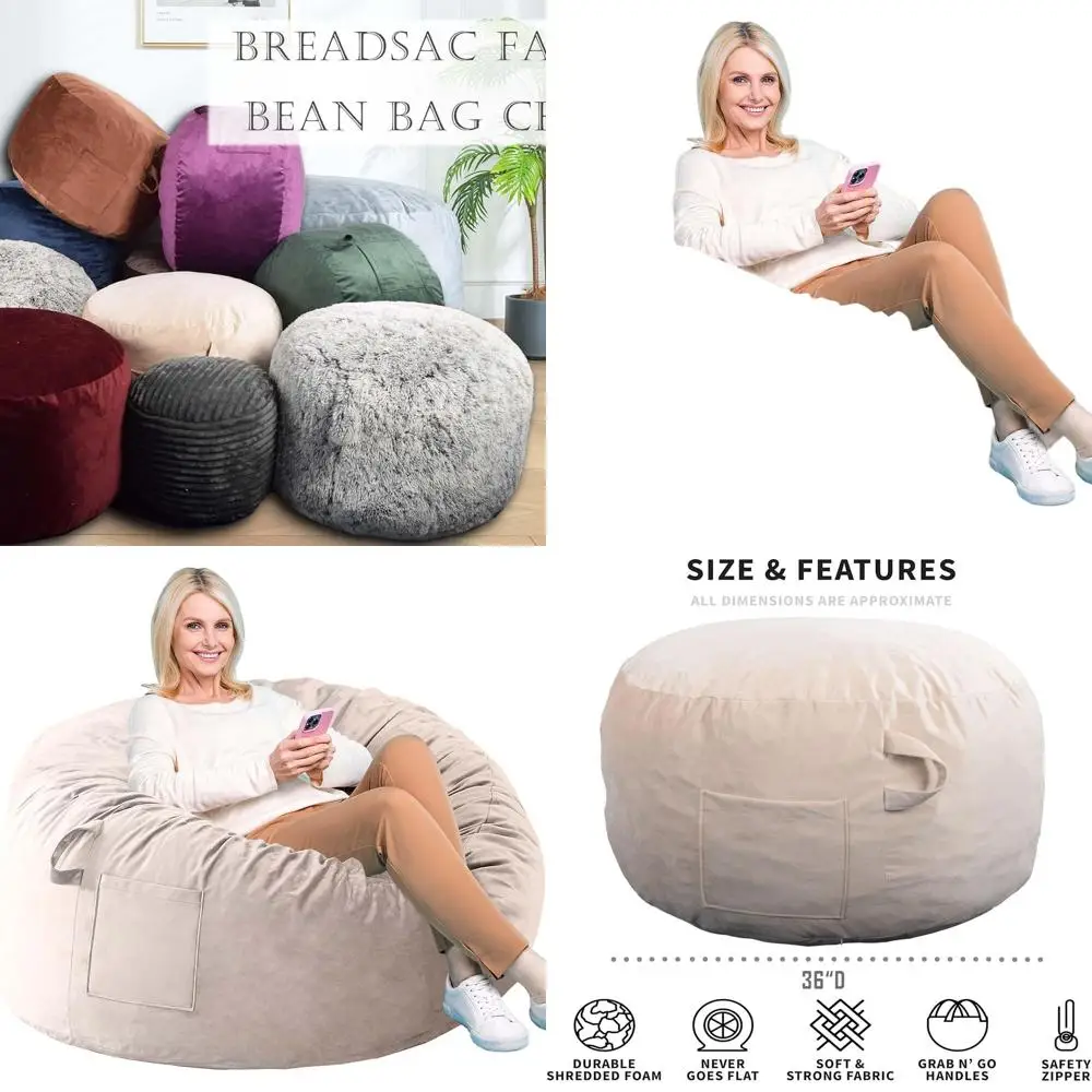 Kursi Bean Bag Beludru dengan Isian Busa Memori untuk Dewasa, Remaja, dan Anak-Anak - Sofa yang Dapat Dilepas untuk Ruang Tamu dan Asrama