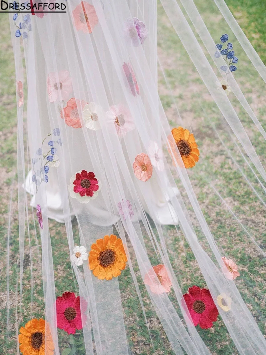 Flower Veil Long  Floral Wedding Veils