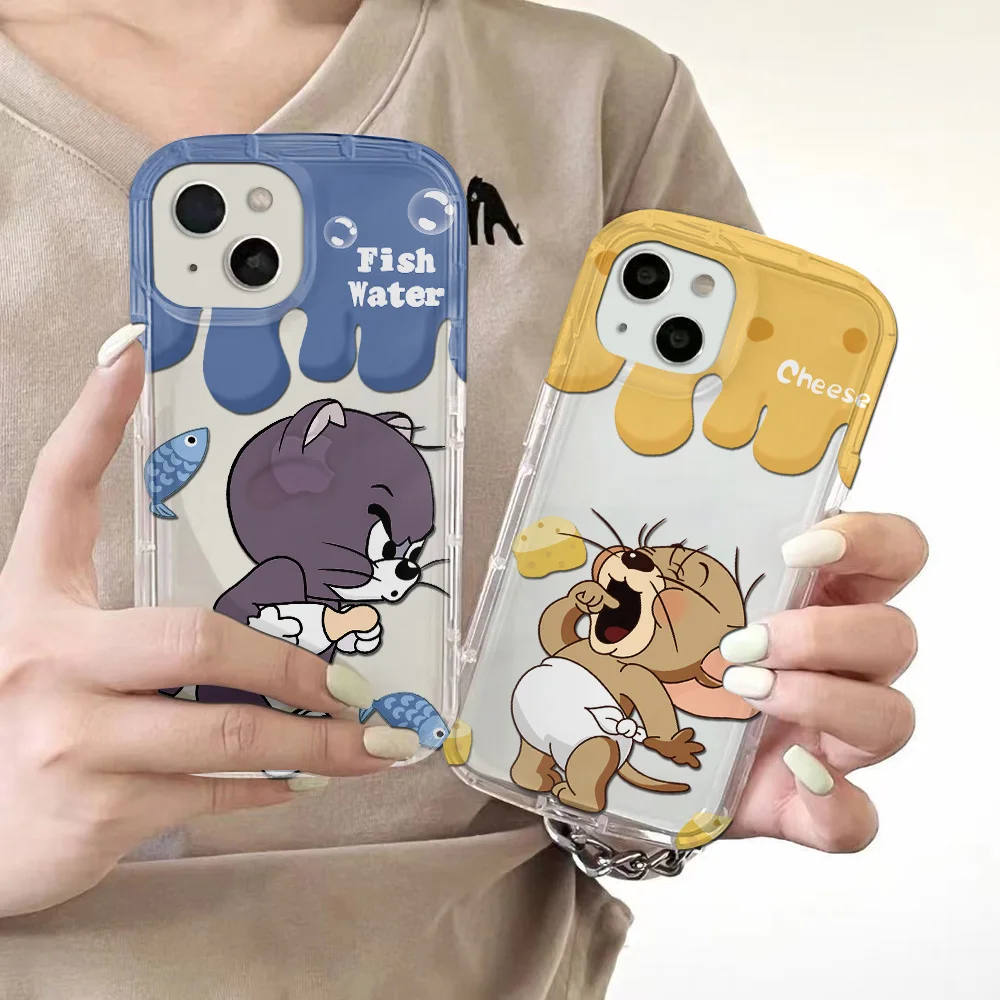 Lovely Cartoon  Clear Case for TomS JerryS IPhone 16 15 14 13 12 11 Pro Max 14 15 7 8 Plus X XR XS Max SE2020 Airbag Shockproof