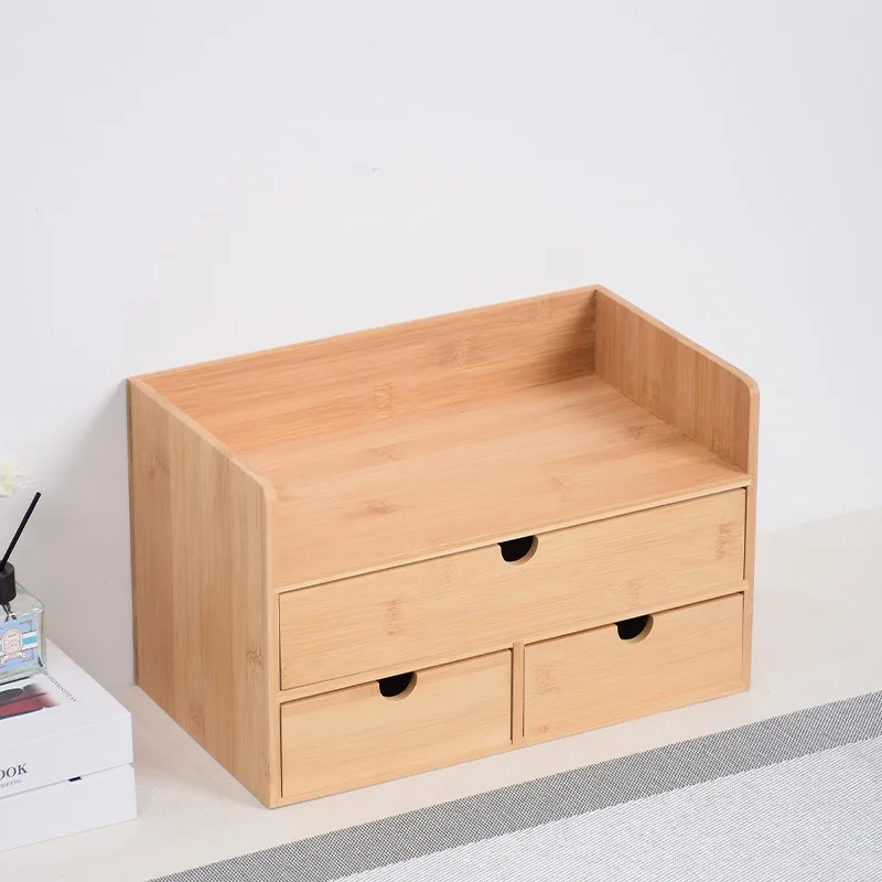 Bamboo Mini Desk Drawer Tabletop Storage Organization Box for Office Home Organizer Stationery Desk Accessories