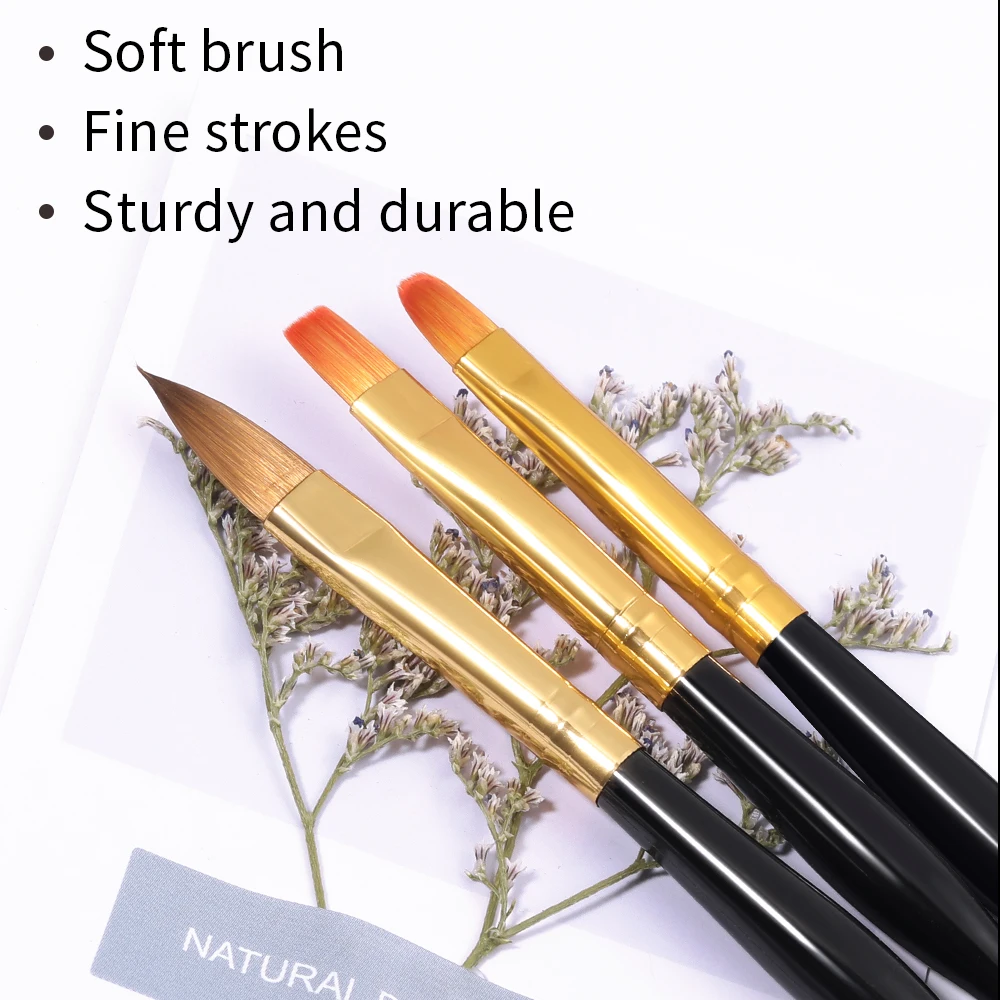 3 pezzi/set set di pennelli per unghie acrilici pennelli per unghie professionali per estensione polvere acrilica nail art strumenti per salone di manicure per intaglio 3D