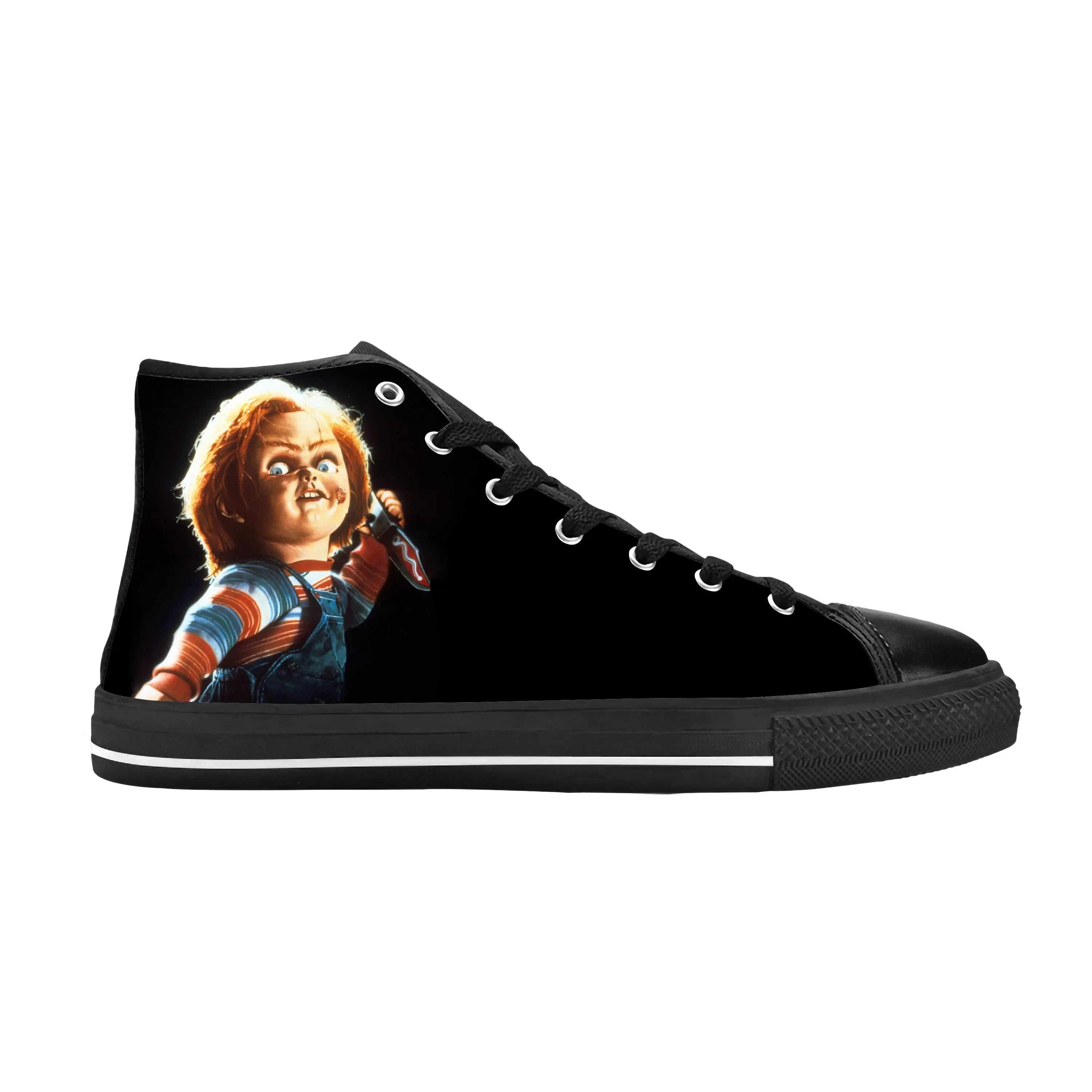 Chucky Halloween Gothic Casual Cloth Shoes para homens e mulheres, tênis de filmes de terror, sapatos respiráveis confortáveis, impressão 3D, brincadeira infantil