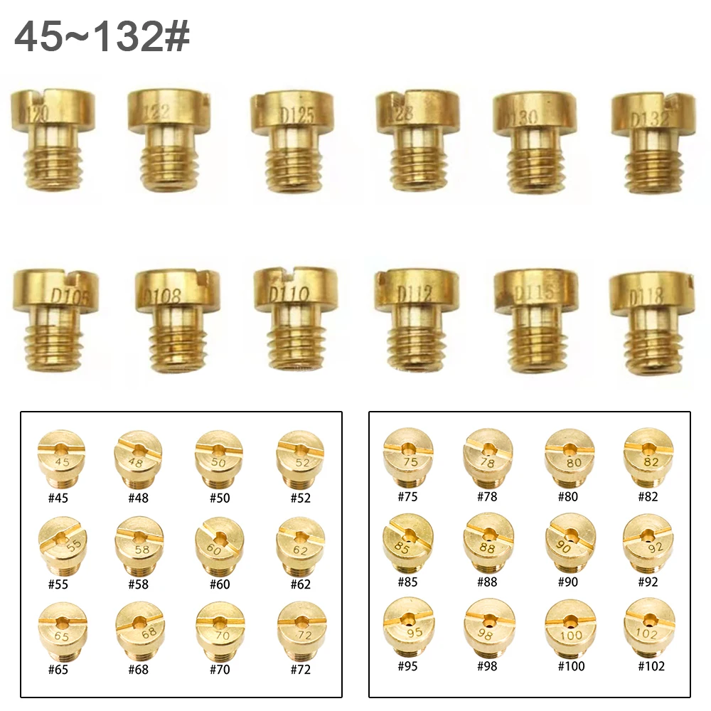 12pcs Carburetor Main Jet Set 5mm Thread Fit for Carburetor Injector Nozzle Size 50-200 AD/DS Racing Main Injector Nozzle