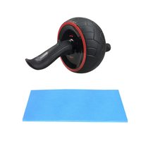 2PCS Rubber AB Wheel Roller Thick Knee Mat for Abdominal Muscle Training Core Strengthener Home Gym Fitness Workout Tool