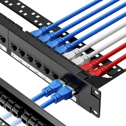 ZoeRax Patch Panel 24 Port Cat6 Cat6a Cat7 with Inline Keystone 10G, RJ45 Coupler Patch Panel 19-Inch with Removable Back Bar