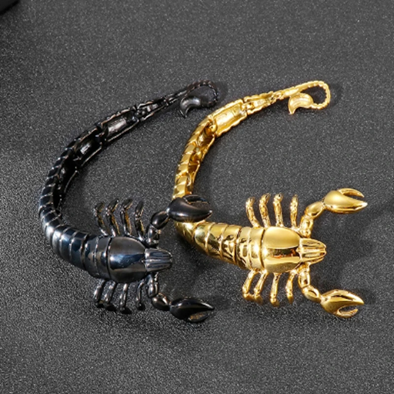 Domineering Stainless Steel Scorpion Bracelet For Men Personalized Black/Gold Color Scorpion Charm Ring Trendy Jewelry Gift