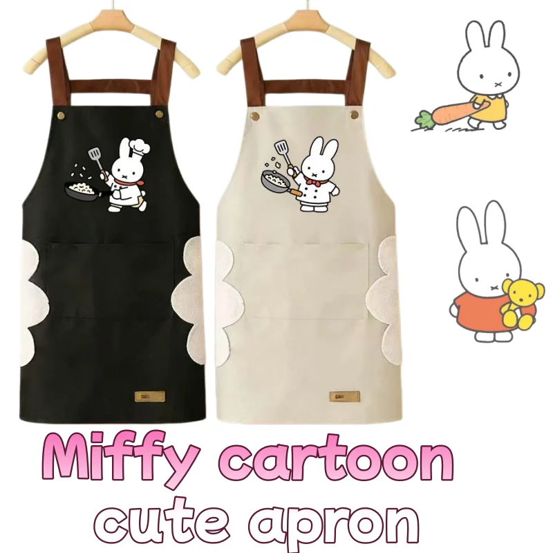 

Miffy Rabbit Anime Peripheral Apron Cute Cartoon Fashion Young Style Waist Waterproof Oil proof Home Kitchen Work Clothes