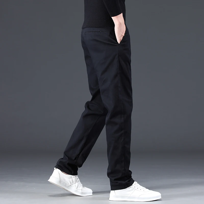 98% Cotton Autumn Men's Casual Pants Business Straight Leg Fashion Baggy Trousers Suit Pants Man Clothes Solid Color