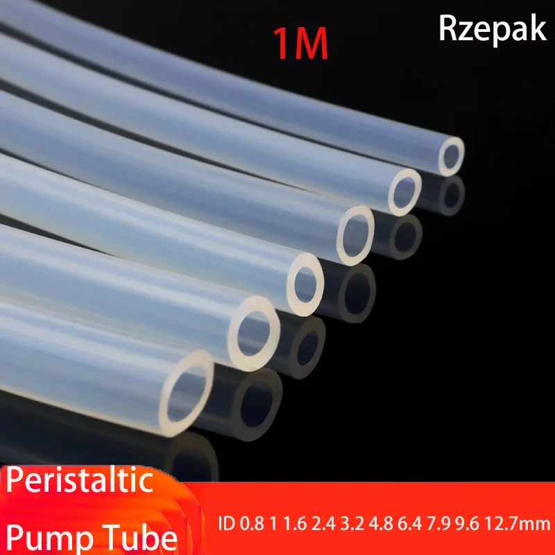 

1M Peristaltic Pump Tube ID 0.8 1 1.6 2.4 3.2 4.8 6.4 7.9 9.6 12.7mm Transparent Flexible Nontoxic Food Grade Soft Silicone Hose