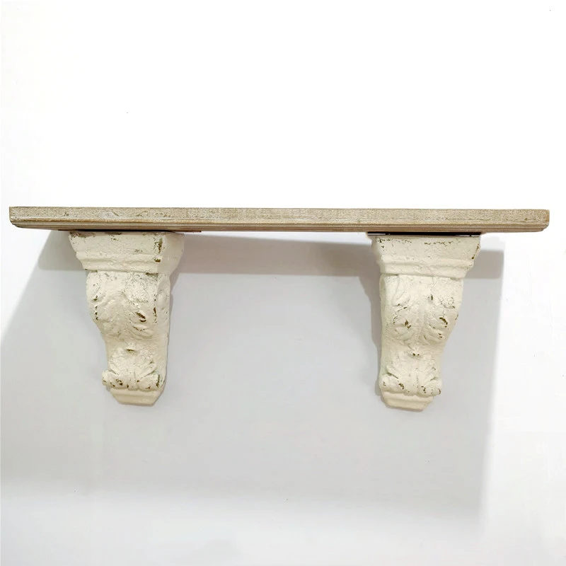 

French Retro Carved Wood Wall Shelving Decoration Shelf