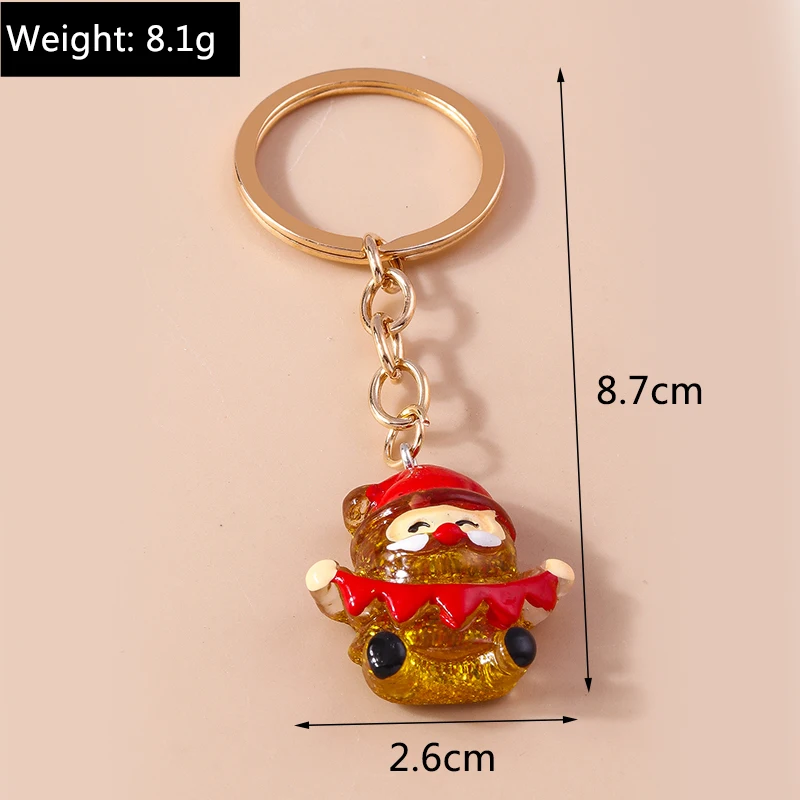 Niedlicher Weihnachts-Schlüsselanhänger mit Weihnachtsmann-, Schneemann- und Rentier-Charms, Schlüsselringe, Festgeschenke für Frauen und Männer, Autoschlüssel, Handtaschen-Schlüsselanhänger, Geschenke – Detail 8
