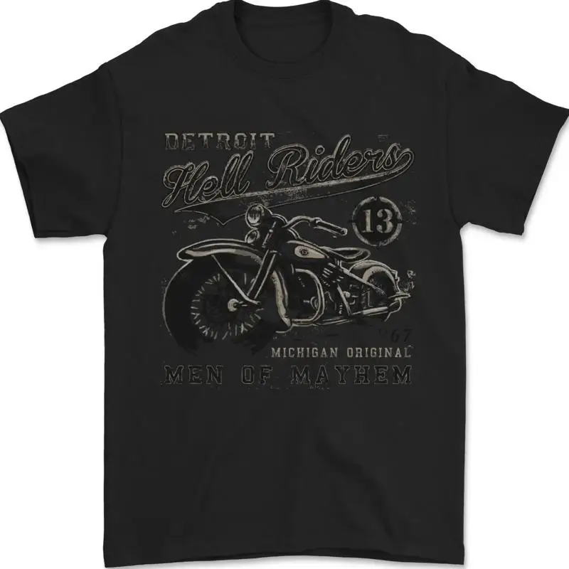 تي شيرت Camiseta Para Hombre Hell Riders Biker Motocicleta Chopper 100% Algodón
