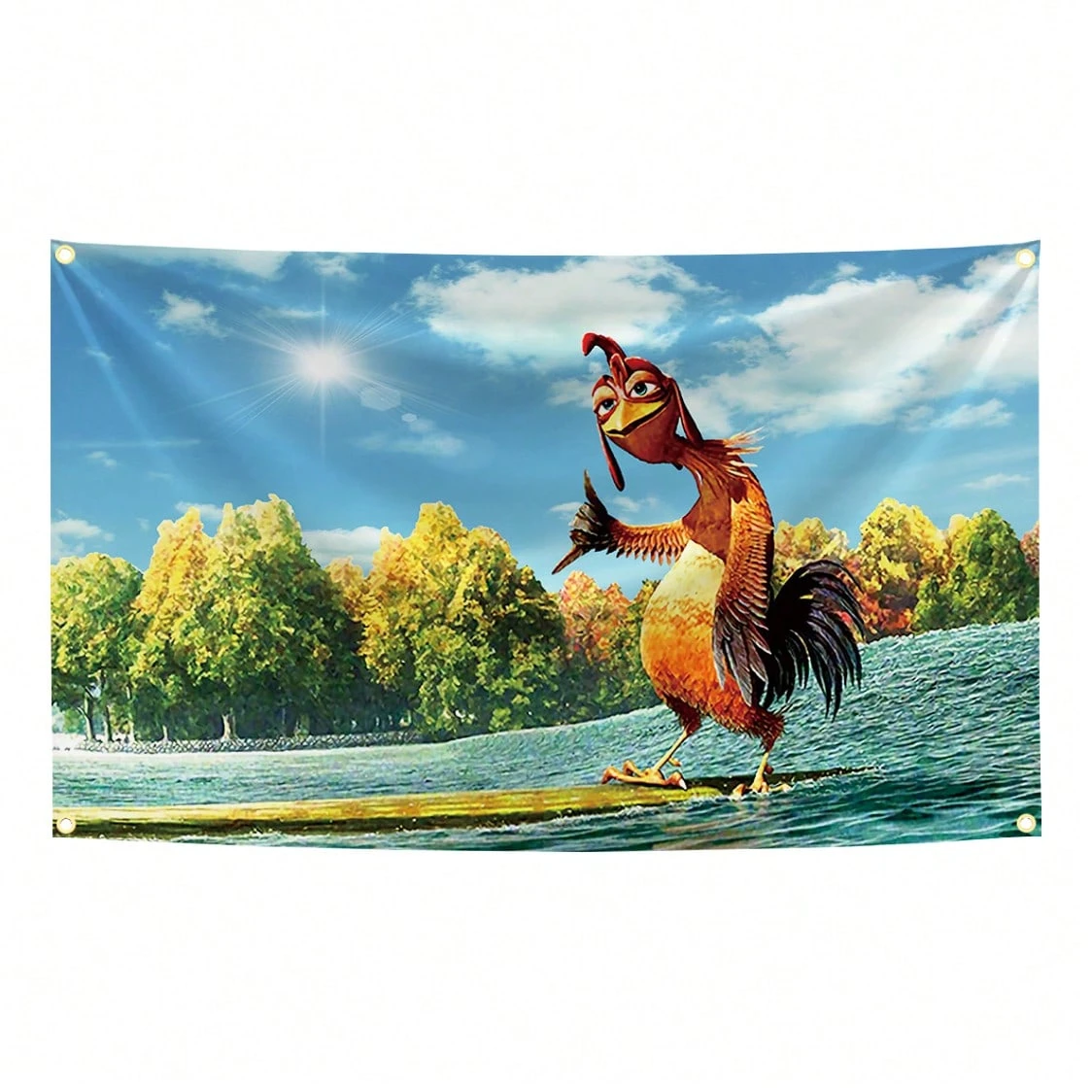 Chicken Joe Surfs Up Funny Meme Tapestry Cartoon Wall Hanging Flag for Bedroom Living Room Dorm Halloween Party Decor Gift