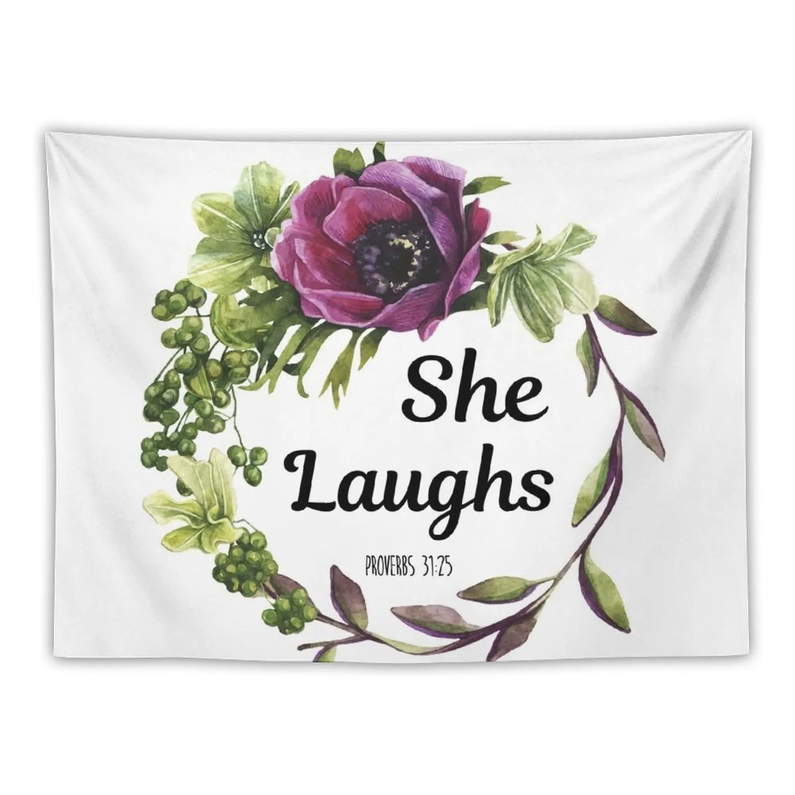 

New Christian Quote - She Laughs - Proverbs 31:25 Tapestry Decoration Wall Anime Decor