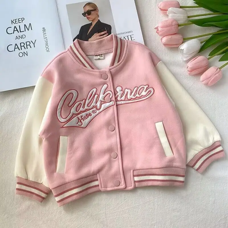 Spring and Autumn Girls\' Jacket New Children\'s Baseball Jacket Top Baby Fashion Sports Jacket