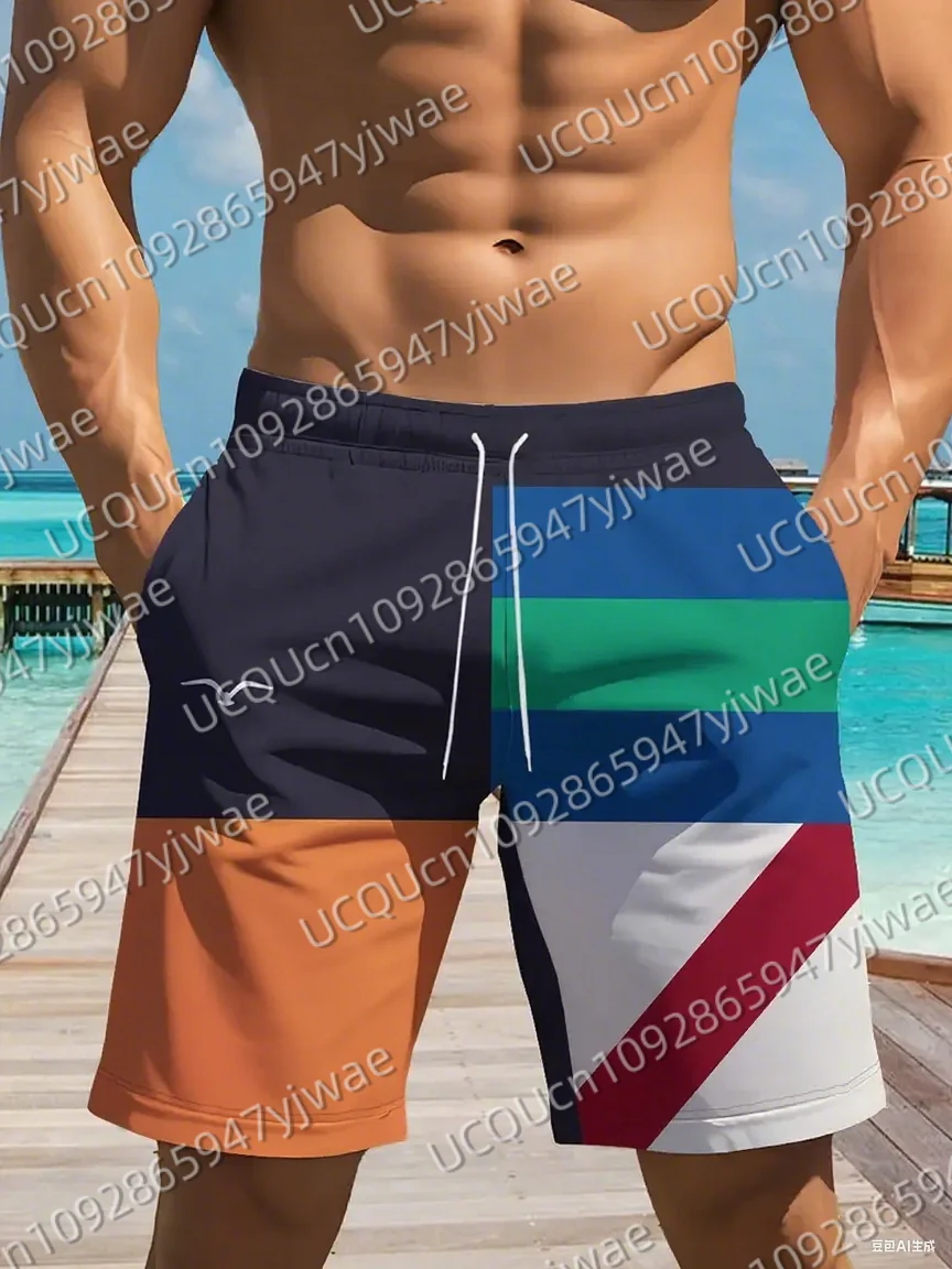 

QuickDry Shorts Lightweight Quick Dry Men's Swim Shorts Geometric Pattern Breathable Summer Pool Beach and Outdoor Activities