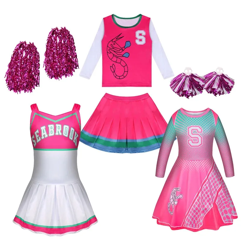 Детский карнавальный костюм болельщика на Хэллоуин, косплей, наряд Аддисона для девочек, нарядное платье, костюмы зомби-повара, одежда для девочек Детский карнавальный костюм болельщика на Хэллоуин, косплей, наряд Аддисона для девочек, нарядное платье, костюмы зомби-повара, одежда для девочек