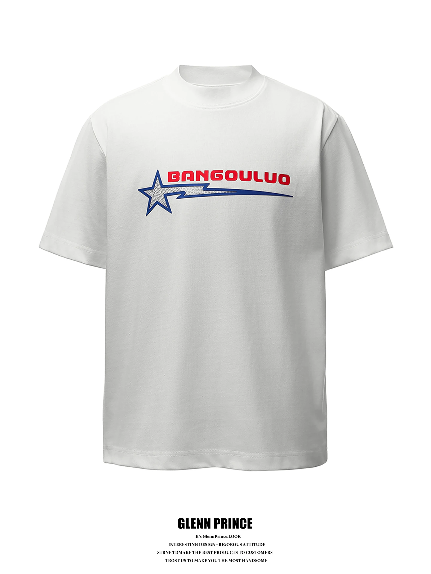 

GPstudio American Trendy Brand Letter Star Rhinestone Short Sleeve T-Shirt Men Summer Simple Match Couple's Top Printed Loose...