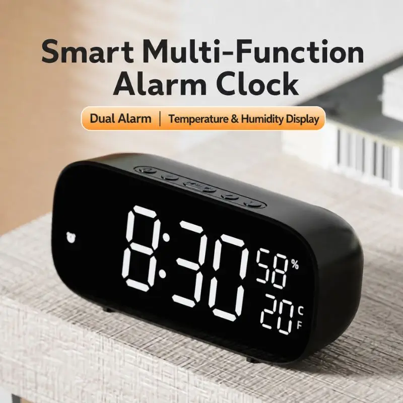 Multifunctional Led Digital Electronic Alarm Clock Sound Activated Temperature Humidity Display Countdown Timer For Bedroom