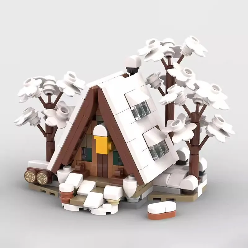 Bloques de construcción de Mini casa de invierno, ladrillos de tecnología, calle, Mini cabaña forestal, bloques de invierno, juego de juguetes creativos DIY, regalos de ladrillos