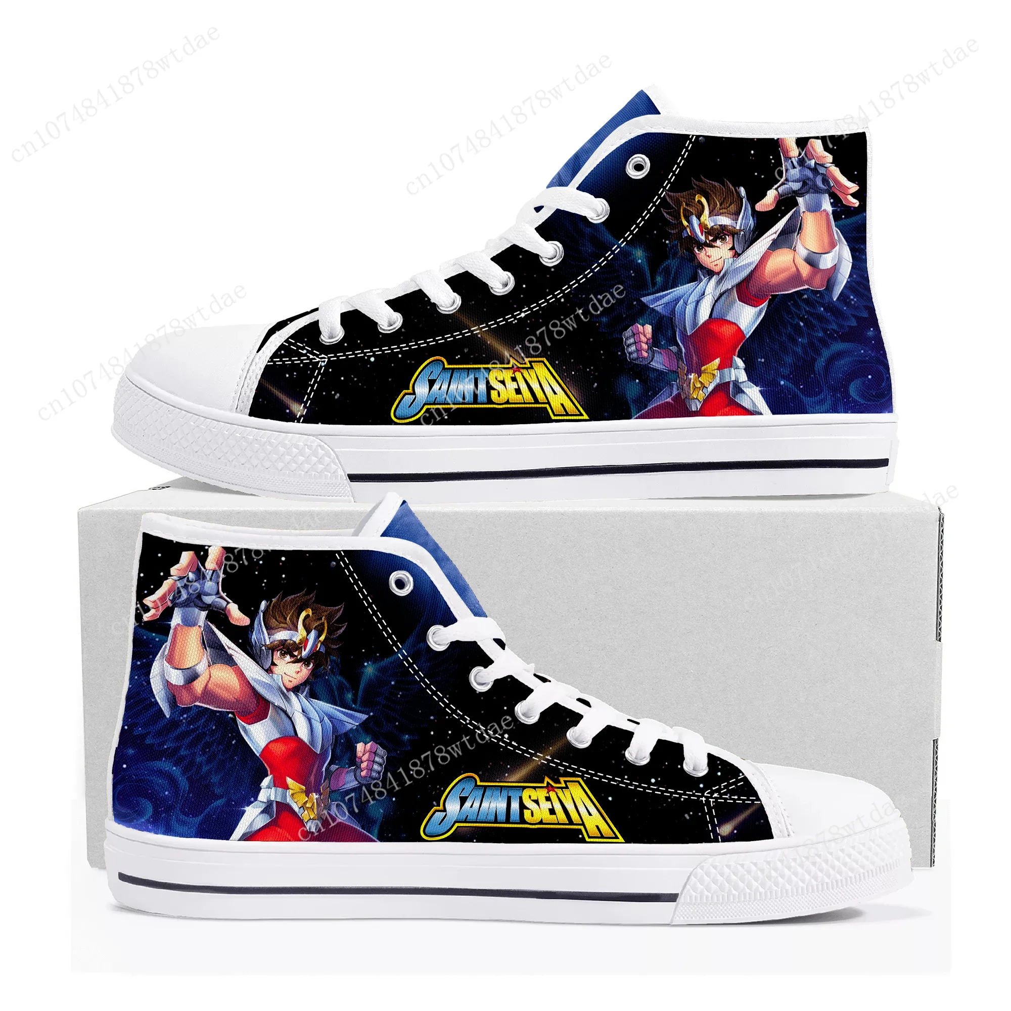 Saint Seiya High Top Sneakers Mens Womens Teenager High Quality Canvas Sneaker Japanese Comics Manga Couple Customized Shoes