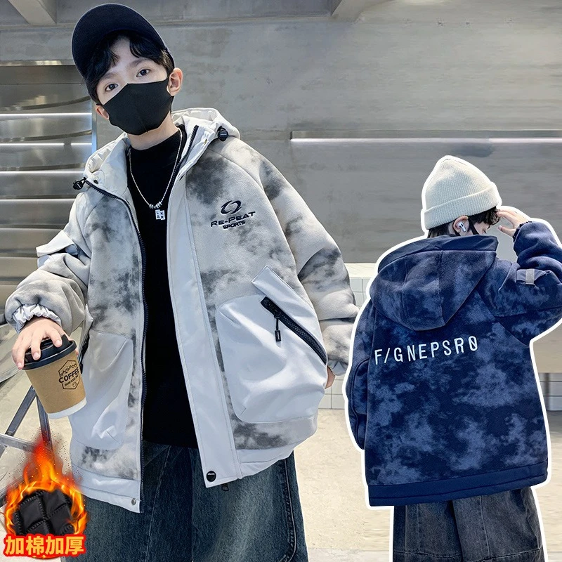 ZOETOPKID Thickened Cotton Children's Jacket Boys' Winter Clothes Casual Style Long Sleeve Zipper Closure Coat for Teen Kids