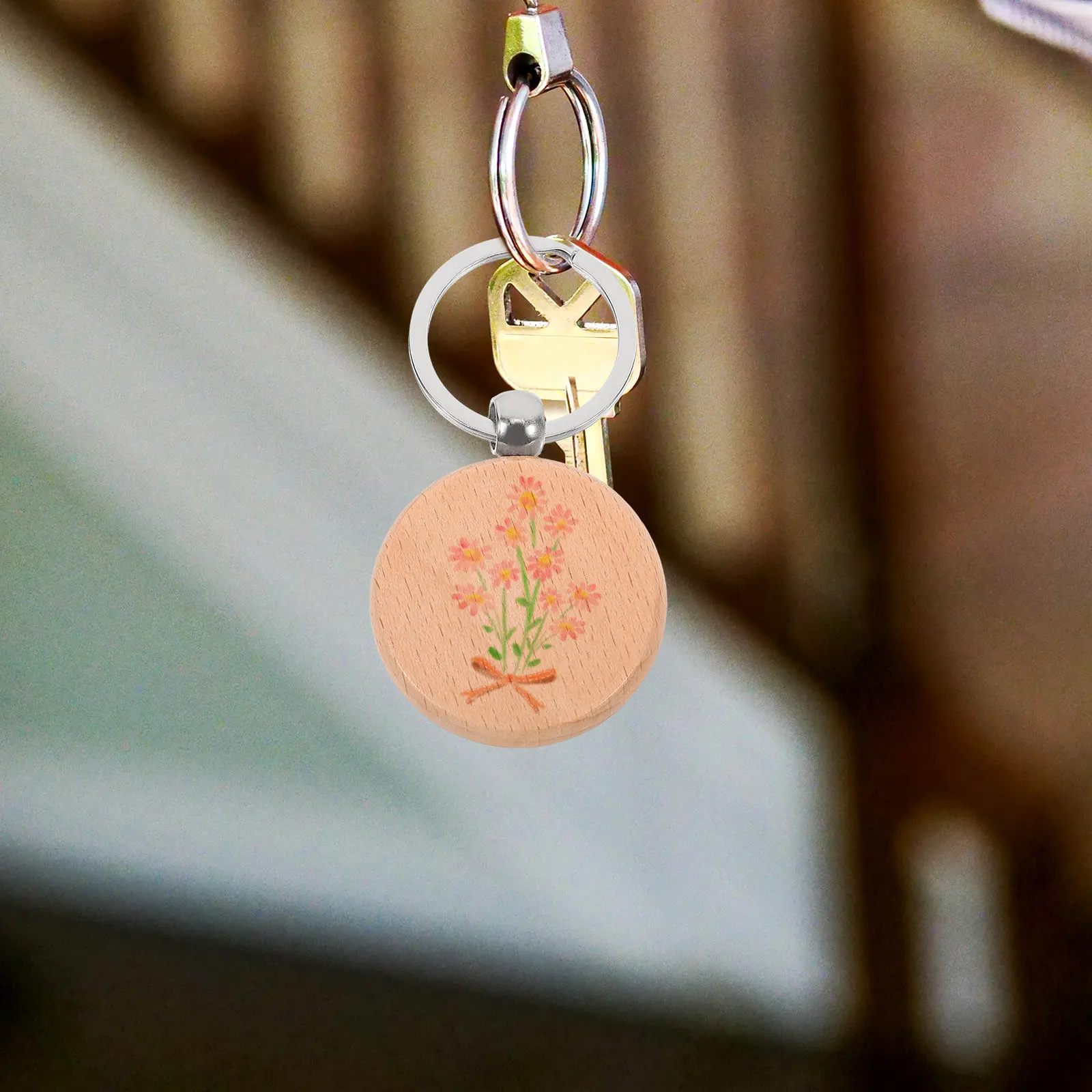 Engravable Wooden Keychain Blanks – 10pcs Natural Beech DIY Craft Pendants for Rustic Key Holders & Decor