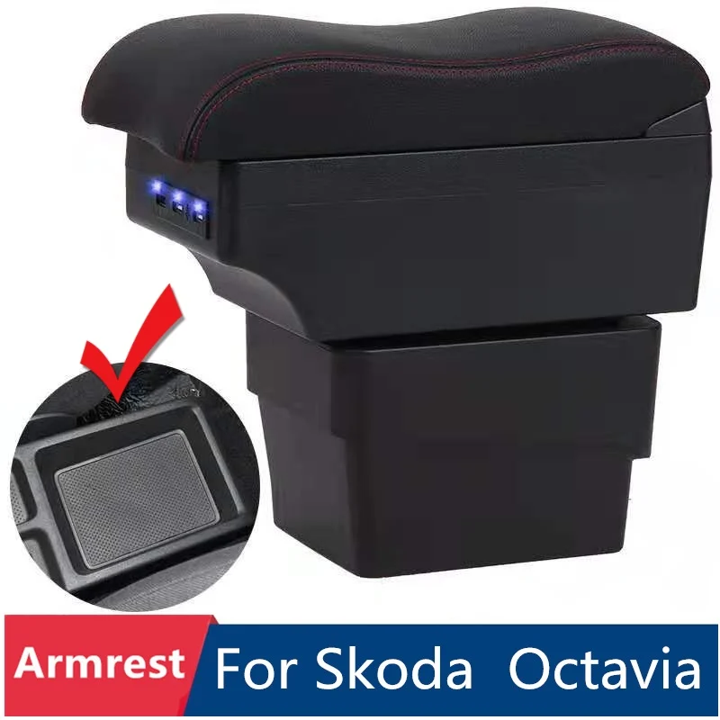 

For Skoda Octavia 3 Mk3 A7 2014-2017 Car Armrest Box Retrofit Parts Storage Box USB 2015 2016