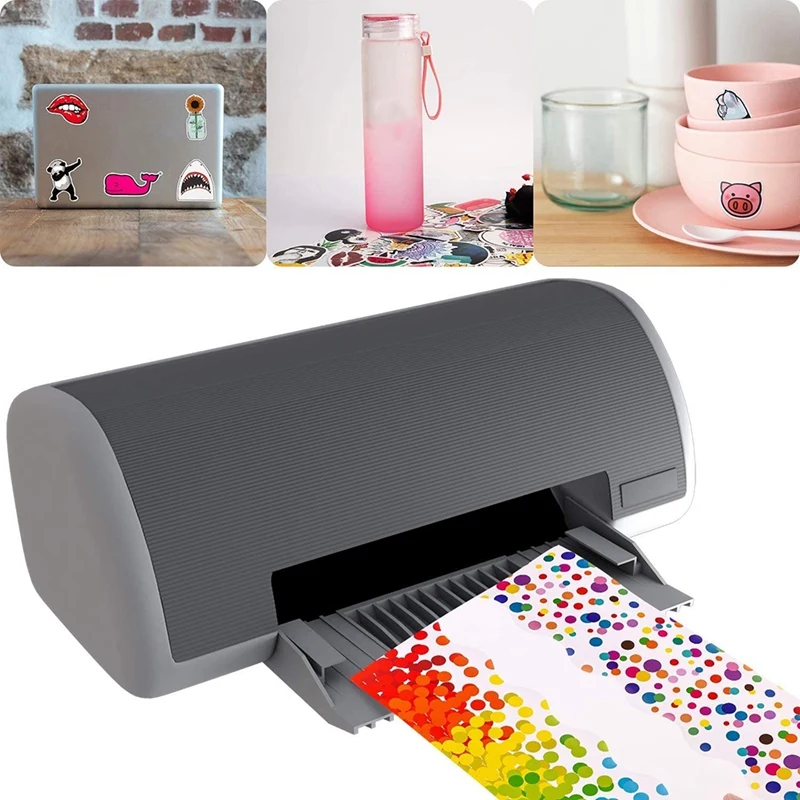 Printable Vinyl Sticker Paper Self-Adhesive Waterproof White For & Inkjet Printer 8.5X11 Inch