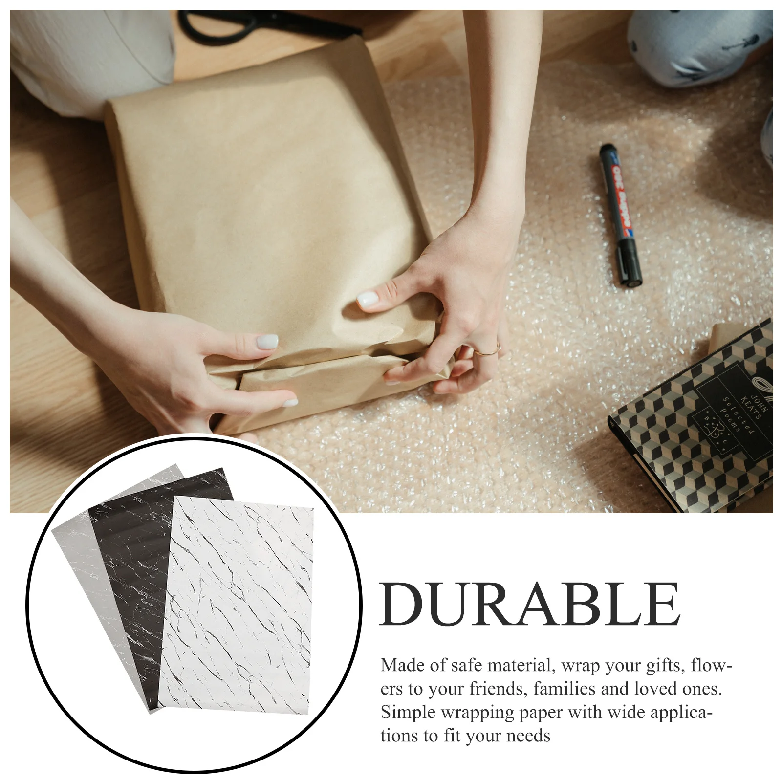 

3pcs Gift Box Wrapping Paper Marbling Pattern Thick Sheets For Birthday Christmas Wedding Bouquet Diy Craft Present Packaging