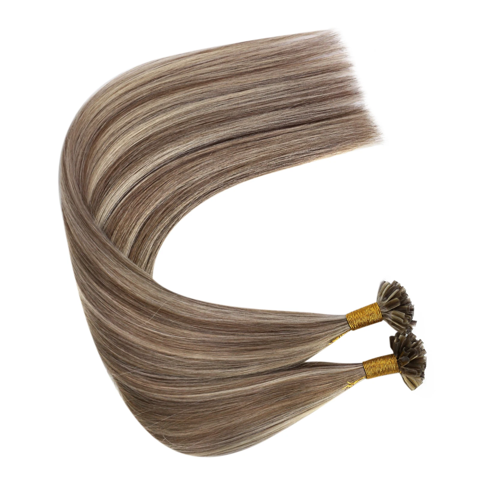 Ugeat U Tip Hair Extensions 14-22" Nageltip Echt haar 100% natuurlijk haar Pre Bonded Hair Extensions 50g/100g Keratine Tip Haar - afbeelding 1