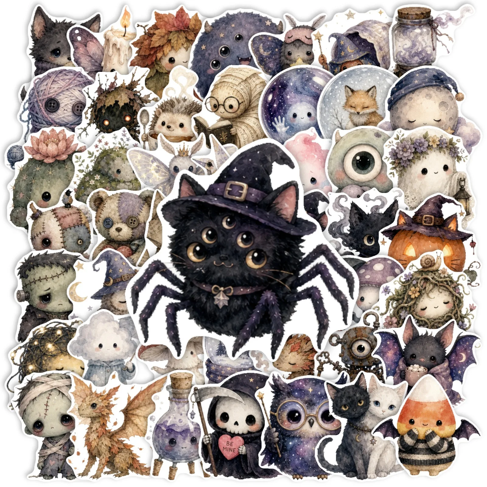 50Pcs Fun Cartoon Halloween Monsters Stickers Ghost Decals For Phone Laptop Suitcase Notebook Skateboard Waterproof Stickers