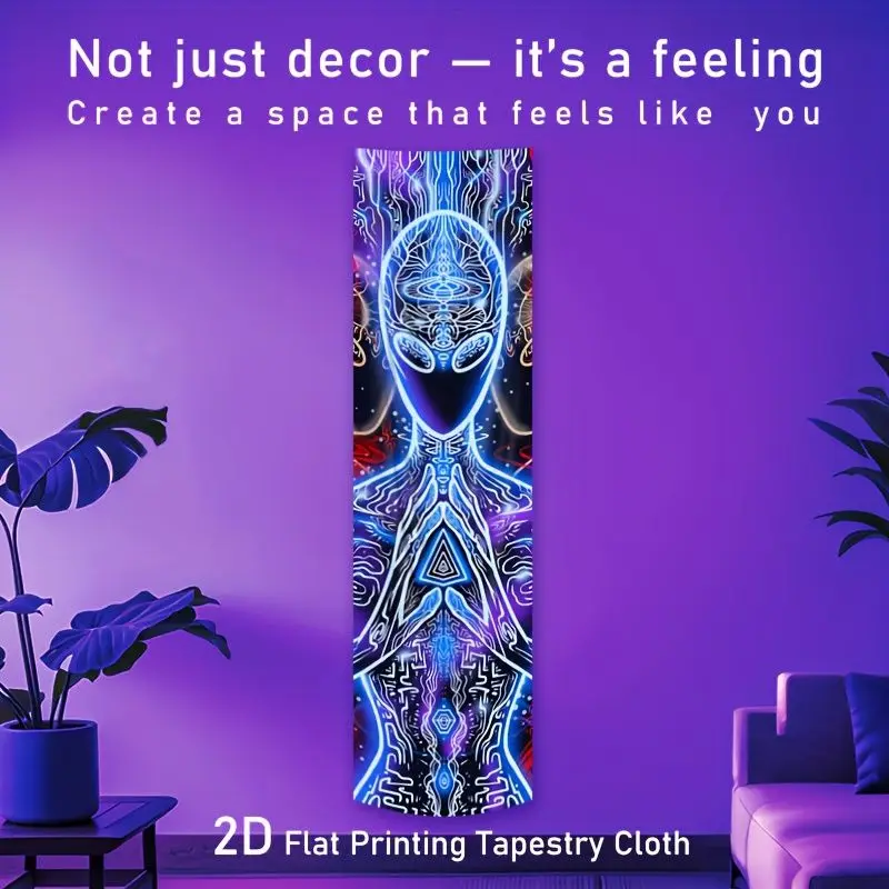 Long Vertical Version Psychedelic Alien Tapestry Hanging Cloth Living Room Apartment Background Wall Decoration Room Decoration