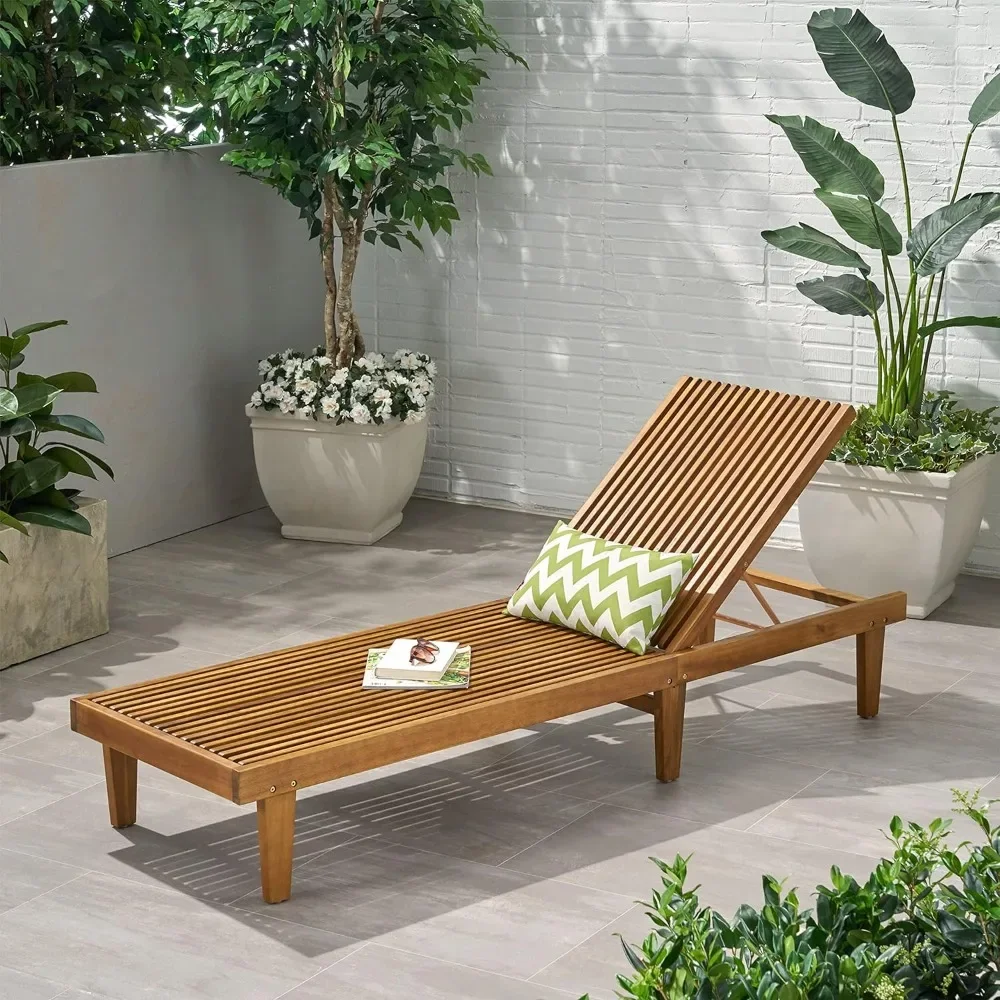 Chaise longue outdoor wooden, 1 person sofa, suitable for living room and bedroom, teak veneer