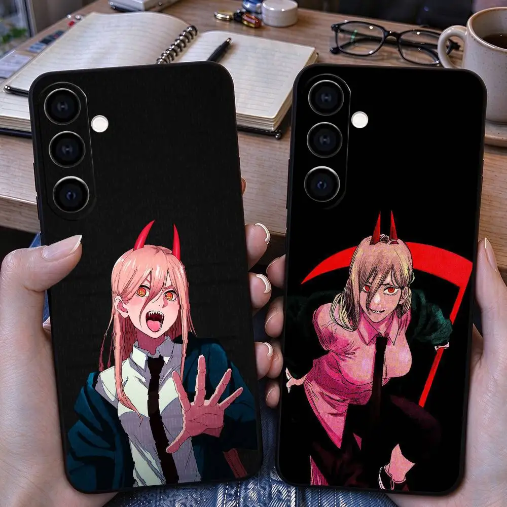 Anieme Chainsaw Man Power  Phone Case For Samsung Galaxy A73,A72,A71,A70,A53,A52,A51,Soft Silicone Black Cover Gift