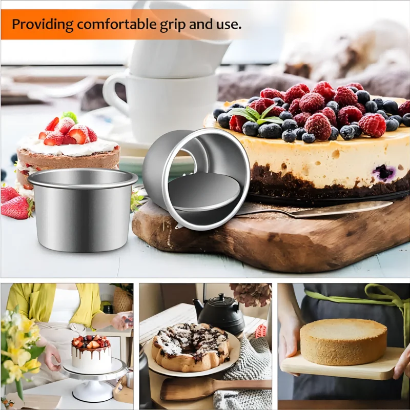 3pcs/6inch or 4pcs/6inch Removable Bottom Cake Pan Cheesecake Mould Round Baking Tray Aluminium Bake Tin Angel Food Cake Pan