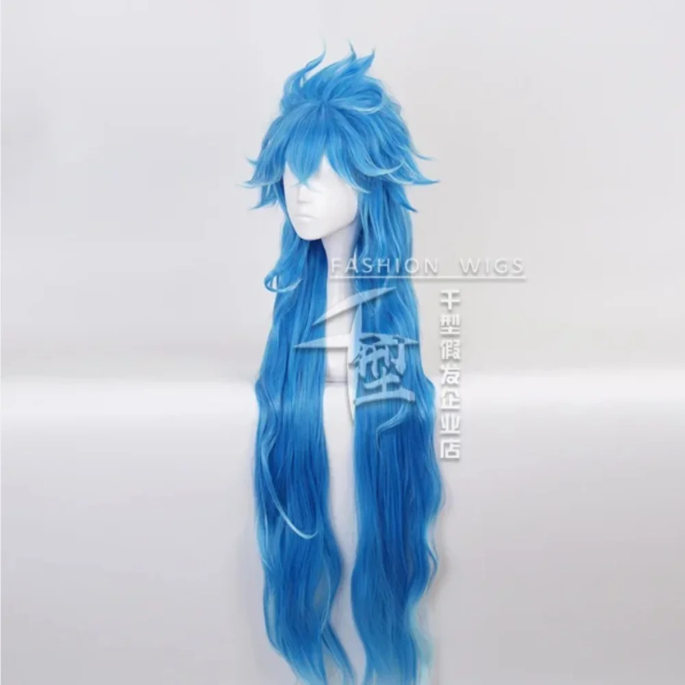 Anime Twisted Wonderland Idia Shroud Cosplay Long Blue Curly Wig Cosplay Heat Resistant Synthetic Cosplay Wigs Halloween Party