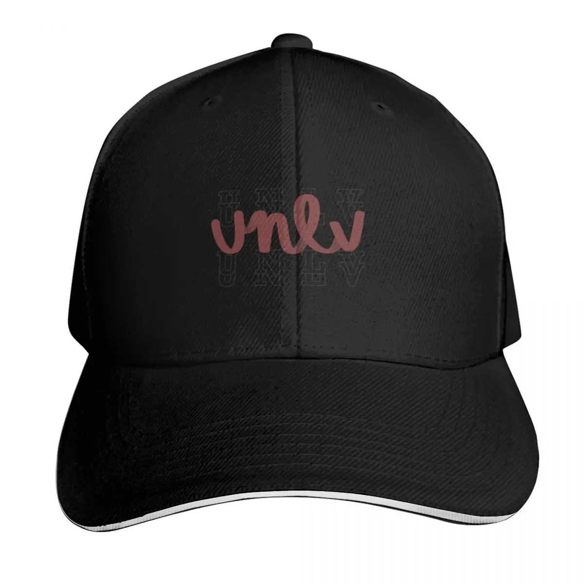 UNLV Cursive Repeated Baseball Cap Streetwear Hip Hop Trendy Vintage Retro Embroidered Lightweight Packable