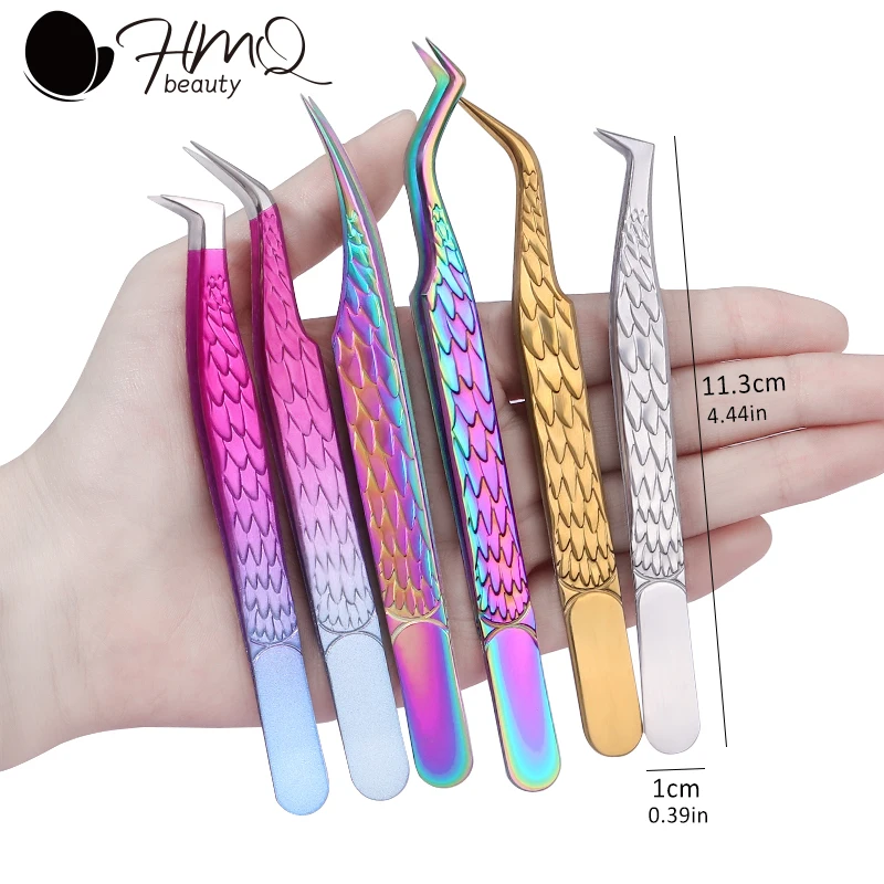 Professional Eyelash Tweezers High Precision Stainless Steel Eyelash Extension Tweezer Fan Lash Eyebrow Tweezer Makeup Tools