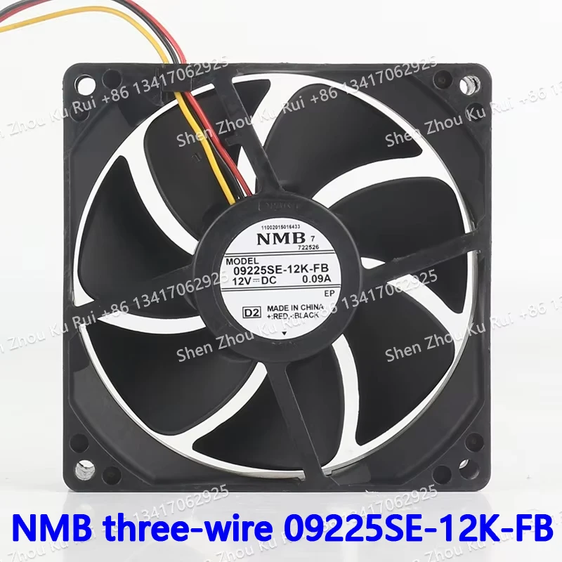 

9025 NMB 09225SE-12K-FB 9CM DC12V 0.09A 3-Wire PWM Ultra-quiet Ball Bearing Cooling Fan for Chassis Power Supply Refrigerator