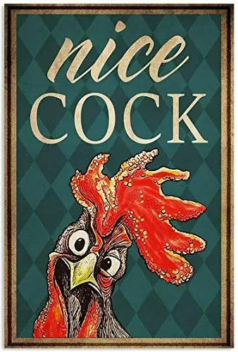 

Kalynvi Vintage Chicken Nice Cock Satin Poster Tin Sign 8X12 Inch Home Kitchen Bedroom Bar Sign Decoration Posters Tin Sign Hall