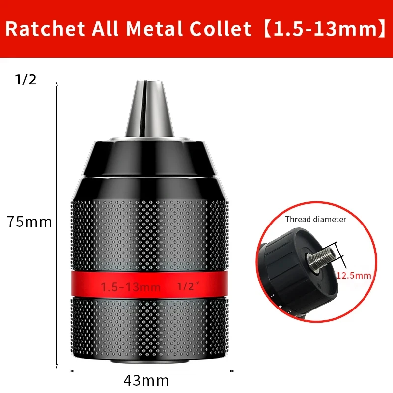 Keyless Drill Chuck Quick Change Conversion Adapter 3/8 Unf Mount 2~13mm Self-Tighten Screwdriver Drill Bits Chucks